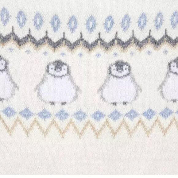 Janie and Jack 100047807 Cream and Gray Baby Fair Isle Penguin Cardigan size 0-3 - Picture 3 of 10
